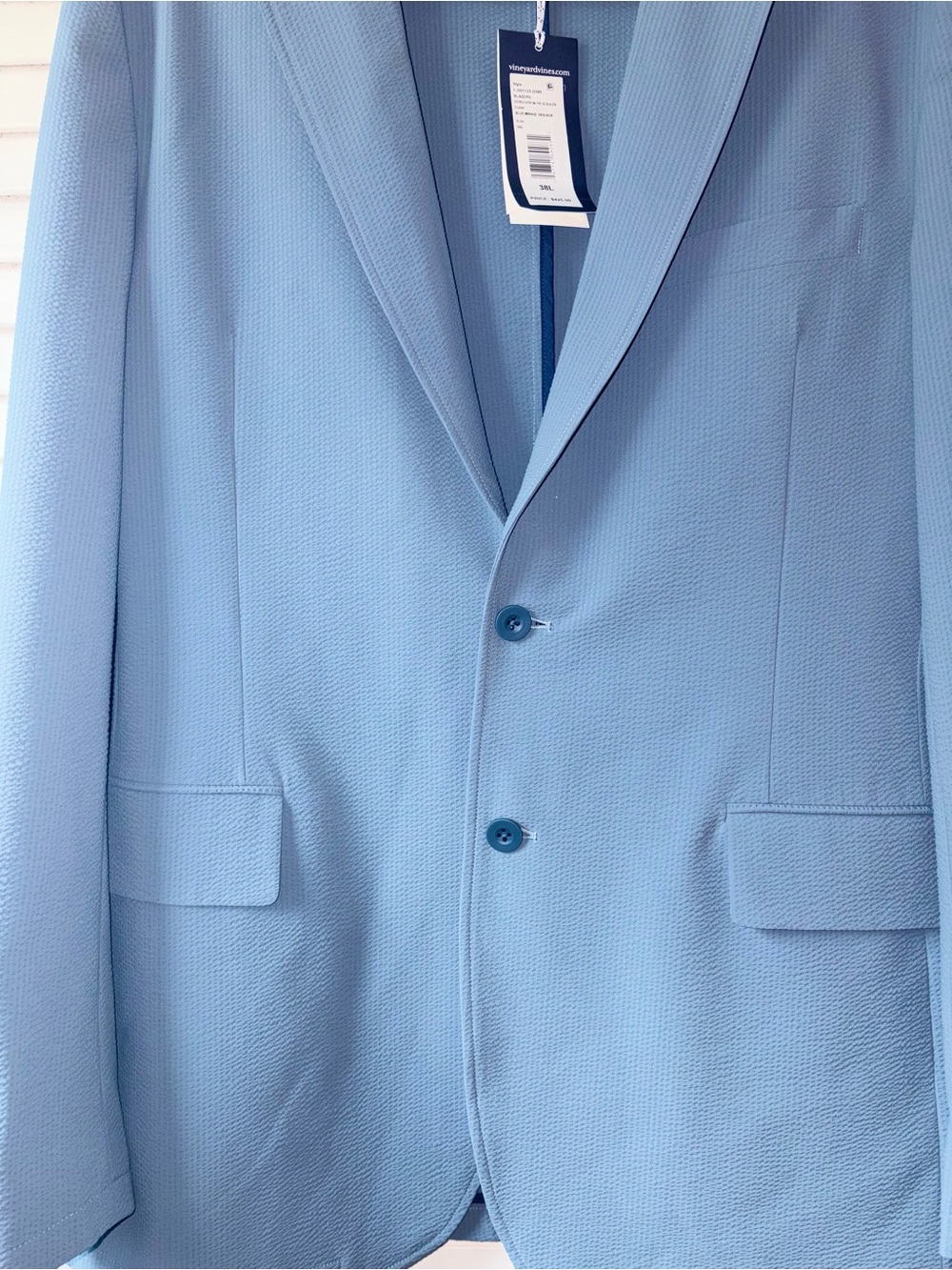 NWT Vineyard Vines On-The-Go Seersucker Blazer Blue Mirage 38L Performance Navy - Picture 6 of 10